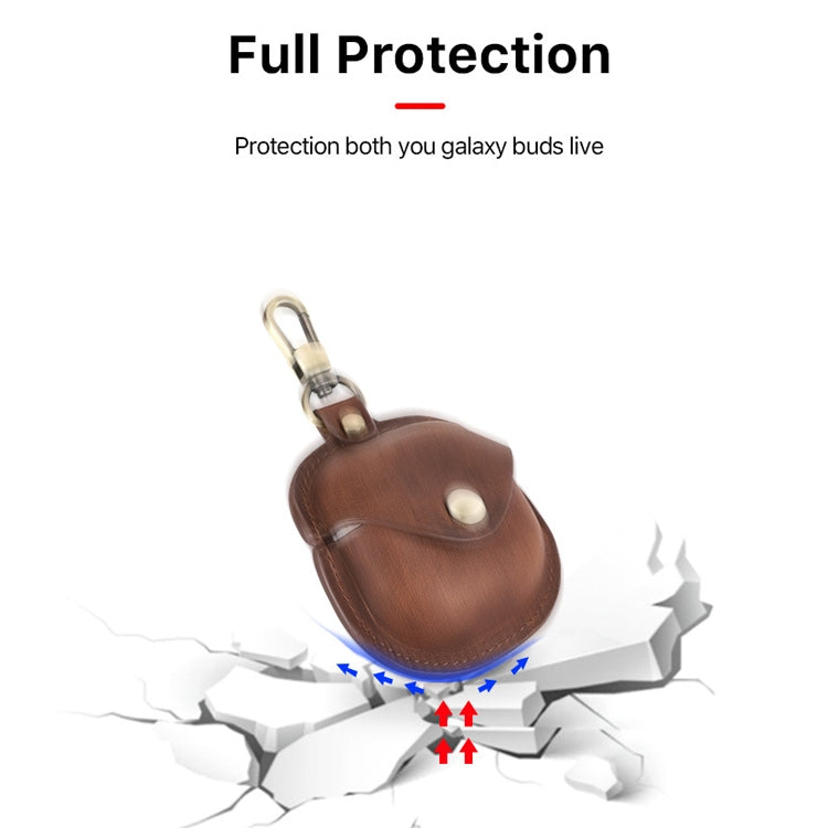 CONTACTS FAMILY CF1119 Pro For Galaxy Buds Pro Crazy Horse Texture Clamshell Earphone Protective Leather Case with Hook(Royal Blue) - Samsung Earphone Case by CONTACTS FAMILY | Online Shopping South Africa | PMC TechLife | Buy Now Pay Later Mobicred