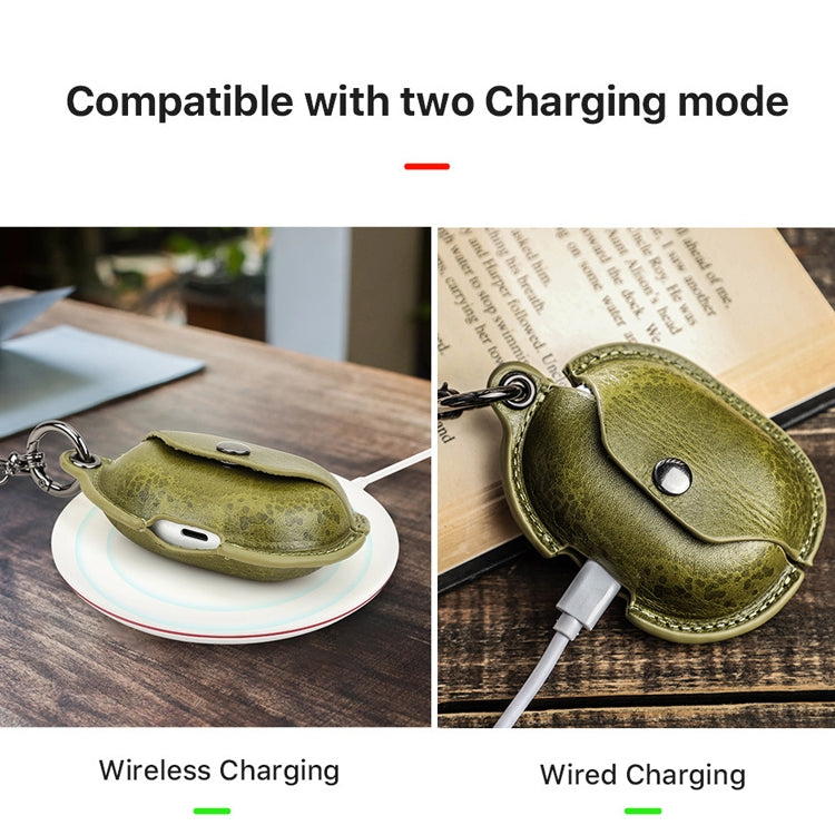 CONTACTS FAMILY CF1123B for Huawei FreeBuds Pro Leather Protective Case with Necklace Lanyard(Green) - Huawei Earphone Case by CONTACTS FAMILY | Online Shopping South Africa | PMC Jewellery | Buy Now Pay Later Mobicred