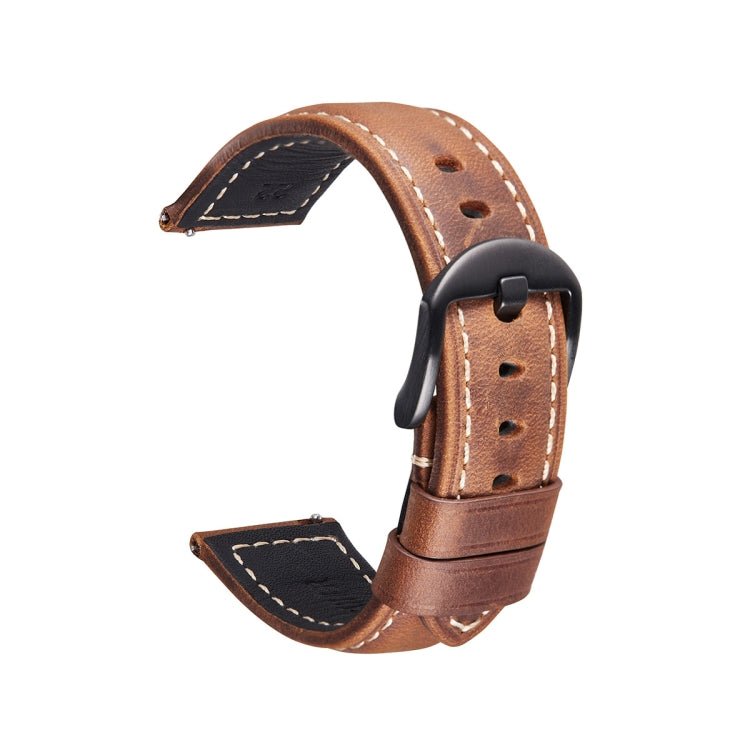 Quick Release Watch Band Crazy Horse Leather Retro Watch Band For Samsung Huawei,Size: 20mm  (Dark Brown Black Buckle) - Watch Bands by PMC TechLife | Online Shopping South Africa | PMC TechLife | Buy Now Pay Later Mobicred