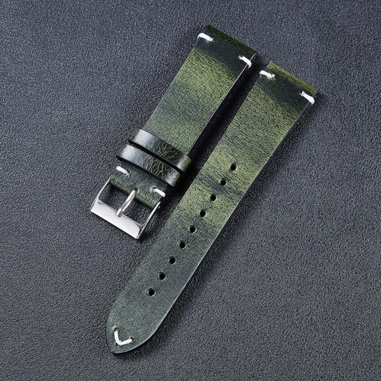 HB001 Color-Changing Retro Oil Wax Leather Universal Watch Band, Size: 18mm(Green) - 18mm Bands by PMC TechLife | Online Shopping South Africa | PMC TechLife | Buy Now Pay Later Mobicred