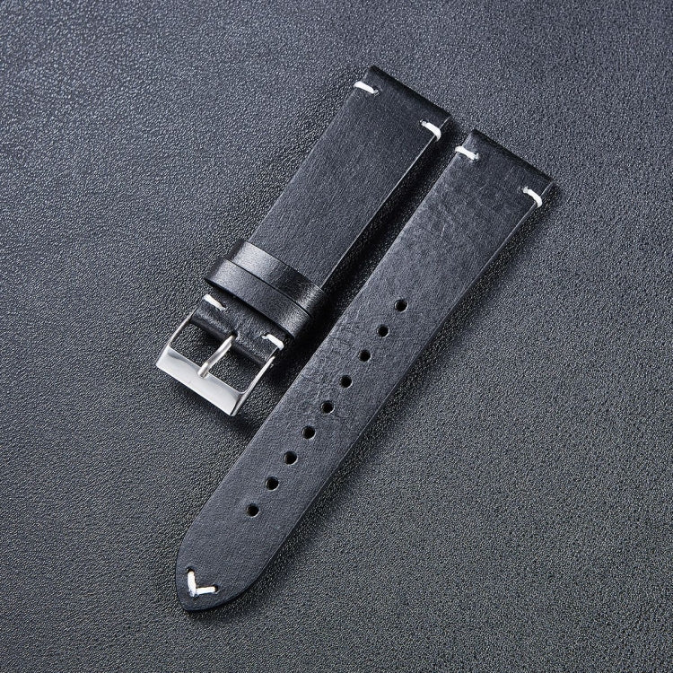 HB001 Color-Changing Retro Oil Wax Leather Universal Watch Band, Size: 18mm(Black) - 18mm Bands by PMC TechLife | Online Shopping South Africa | PMC TechLife | Buy Now Pay Later Mobicred