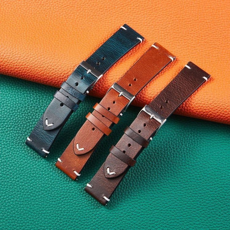 HB001 Color-Changing Retro Oil Wax Leather Universal Watch Band, Size: 18mm(Deep Brown) - 18mm Bands by PMC TechLife | Online Shopping South Africa | PMC TechLife | Buy Now Pay Later Mobicred