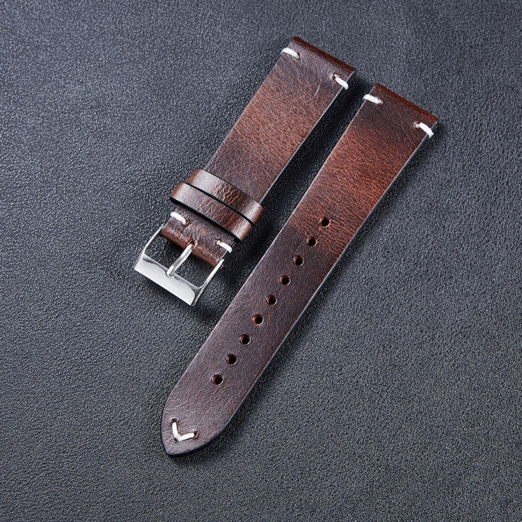 HB001 Color-Changing Retro Oil Wax Leather Universal Watch Band, Size: 20mm(Deep Brown) - free shipping - PMC TechLife - Order now!
