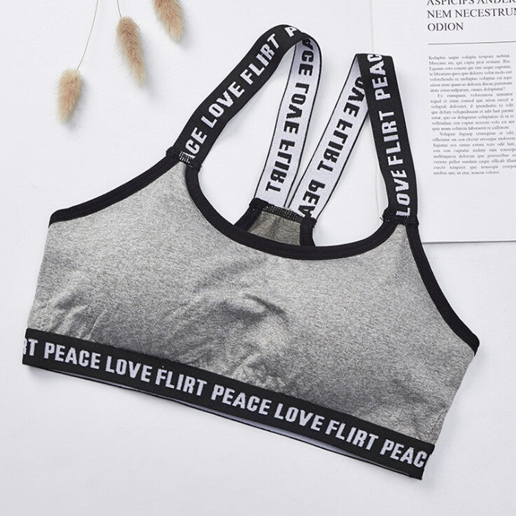 Letter Sports Fitness Running Yoga Bra Cotton No Steel Ring Underwear For Women, Size:One Size(Grey) - Ladies Underwear by PMC Jewellery | Online Shopping South Africa | PMC Jewellery