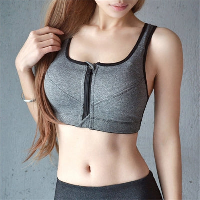 7 Color Fitness Yoga Push Up Sports Bra Women Gym Running Padded Tank Top Athletic Vest Underwear Shockproof Zipper Sports Bra, Size:L (Gray) - Ladies Underwear by PMC Jewellery | Online Shopping South Africa | PMC Jewellery