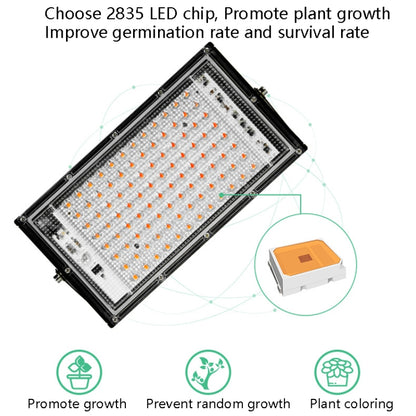 LED Plant Light Full Spectroscopy Waterproof Growth Lamp Seedlings Vegetable Filling Lamp, Power: UK Plug 96 Beads 100W(Pink Light) - LED Grow Lights by PMC Jewellery | Online Shopping South Africa | PMC Jewellery