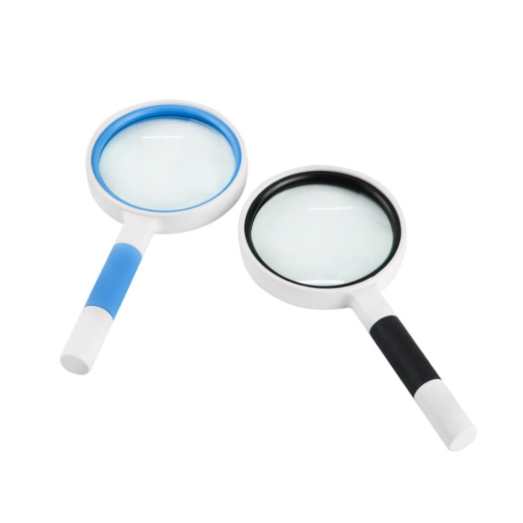 Hand-Held Reading Magnifier Glass Lens Anti-Skid Handle Old Man Reading Repair Identification Magnifying Glass, Specification: 65mm 6 Times (Black White) - free shipping - PMC TechLife - Order now!
