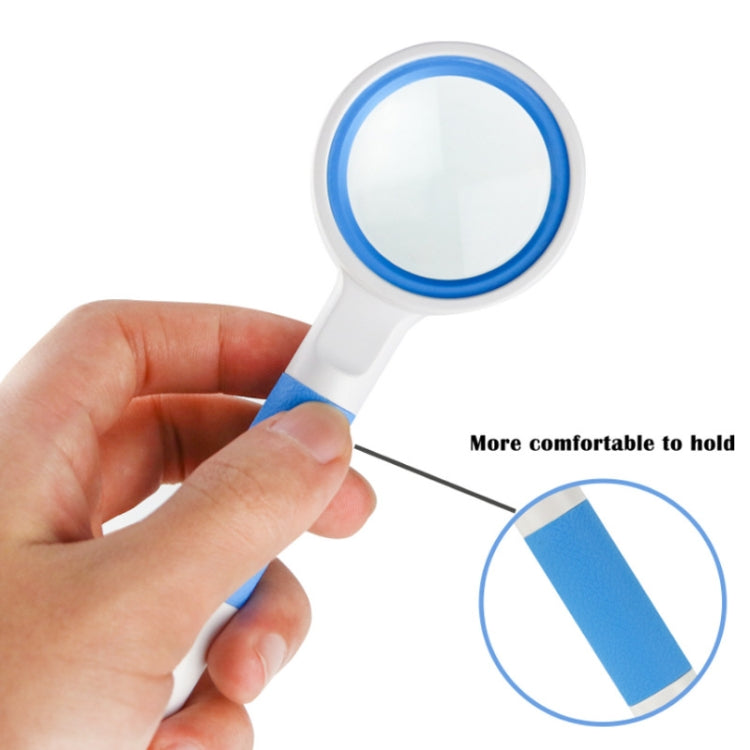 Hand-Held Reading Magnifier Glass Lens Anti-Skid Handle Old Man Reading Repair Identification Magnifying Glass, Specification: 65mm 6 Times (Black White) - free shipping - PMC TechLife - Order now!