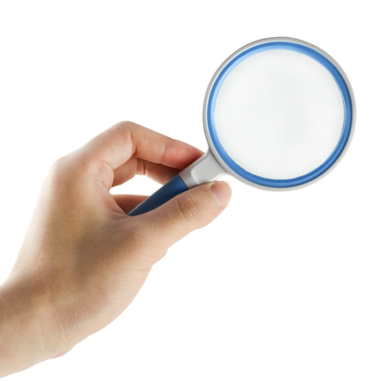Hand-Held Reading Magnifier Glass Lens Anti-Skid Handle Old Man Reading Repair Identification Magnifying Glass, Specification: 75mm 4 Times (Blue White) - free shipping - PMC TechLife - Order now!