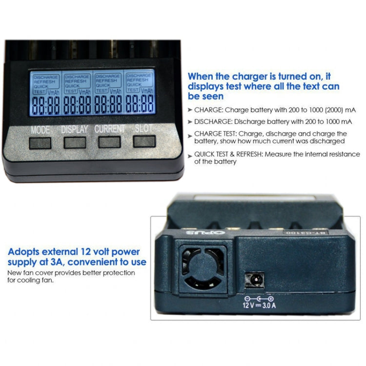 OPUS BT-C3100 Smart Smart Digital Intelligent 4-Slot Battery Charger(UK Plug) - free shipping - PMC TechLife - Order now!