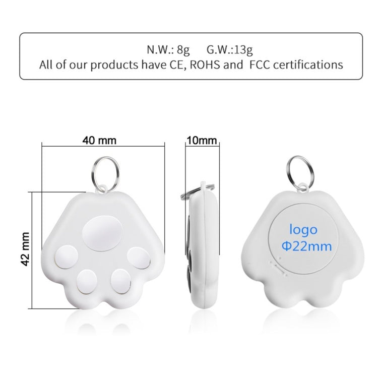 2 PCS HYC-09 Dog Paw Bluetooth Anti-Lost Device Pet Tracking Locator Keychain Smart Search Two-Way Alarm(Pink) - Anti-lost Alarm by PMC TechLife | Online Shopping South Africa | PMC TechLife