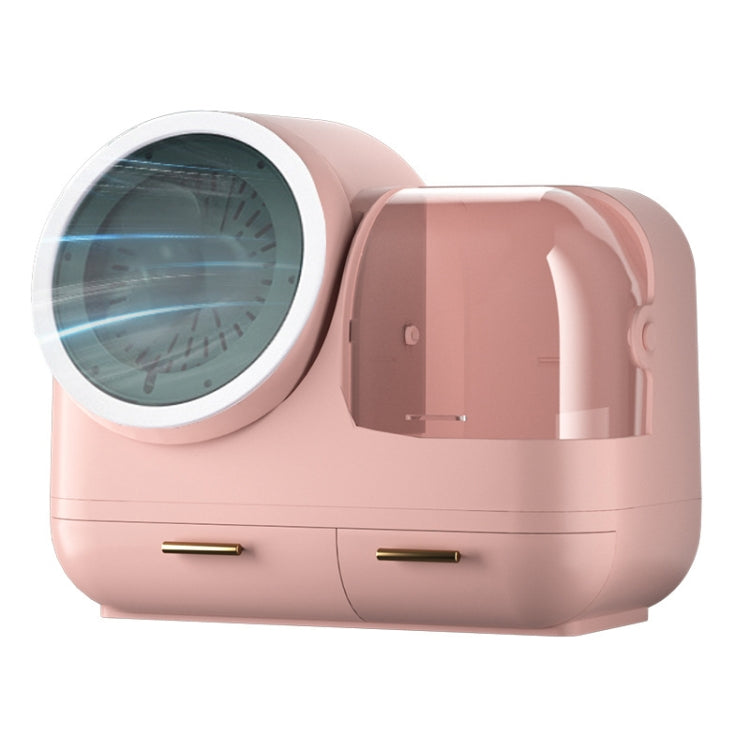 Mirror Desktop Makeup And Dustproof Drawer Storage Box With LED Light, Colour: Pink LED + Fan Model - Mirror by PMC Jewellery | Online Shopping South Africa | PMC Jewellery