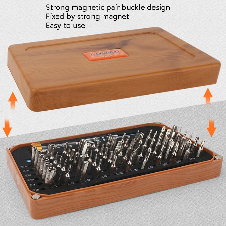 Obadun 9801 68 In 1 Screwdriver Set Manual Batch Glasses Screwdriver Hardware Repair Tool(Wood Grain Box) - Screwdriver Set by Obadun | Online Shopping South Africa | PMC Jewellery