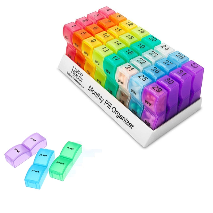 One Month Use 31-Compartment Plastic Colorful Pill Box Family Independent Pill Storage Box(20.5x10.3x7cm) - free shipping - PMC TechLife - Order now!