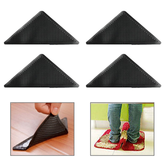4 PCS/Set Recyclable Anti-Slip Washable Rug Carpet Mat for Home Bath Living Room(Black) - Cushions & Pillows by PMC Jewellery | Online Shopping South Africa | PMC Jewellery