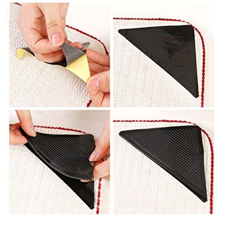 4 PCS/Set Recyclable Anti-Slip Washable Rug Carpet Mat for Home Bath Living Room(Black) - Cushions & Pillows by PMC TechLife | Online Shopping South Africa | PMC TechLife