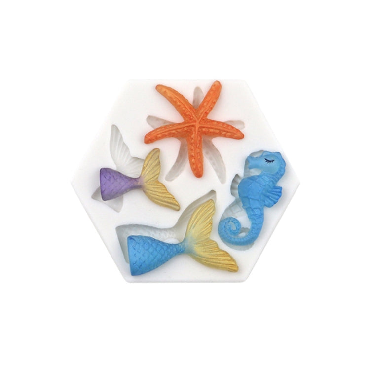 Ocean Series Big And Small Fishtail Starfish Seahorse DIY Baking Liquid Silicone Mold(Gray) - Food Molds by PMC Jewellery | Online Shopping South Africa | PMC Jewellery