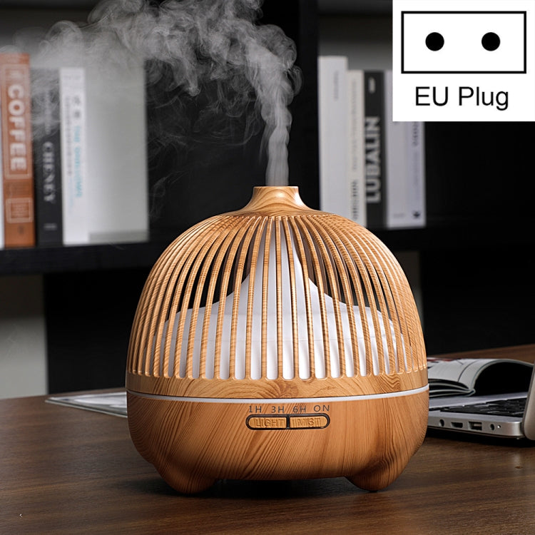 Bird Cage Wood Graphic Aromatherapy Machine Ultrasonic Smart Home Colorful Night Light Hollow Humidifier, Product specifications: EU Plug(Light Wood Pattern) - free shipping - PMC TechLife - Order now!