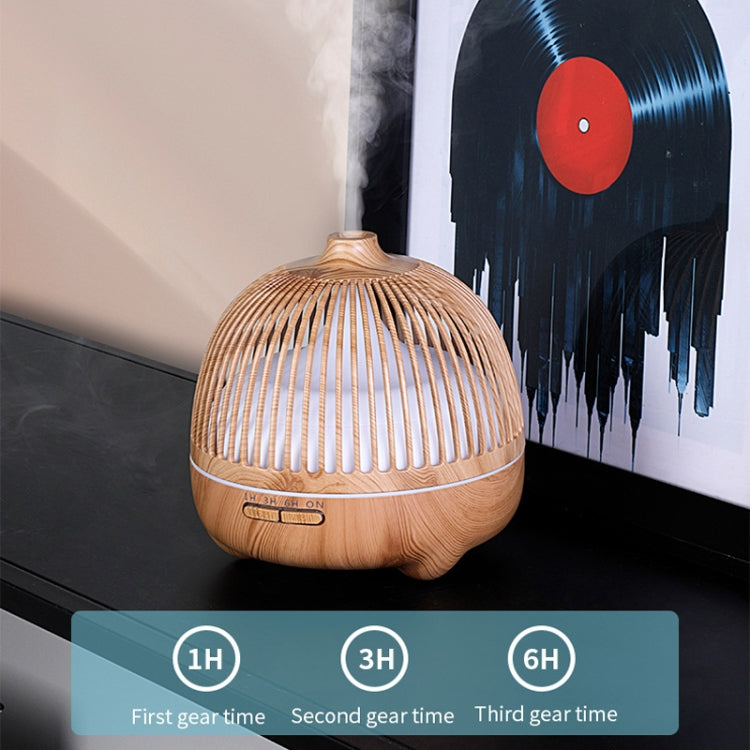 Bird Cage Wood Graphic Aromatherapy Machine Ultrasonic Smart Home Colorful Night Light Hollow Humidifier, Product specifications: EU Plug(Light Wood Pattern) - free shipping - PMC TechLife - Order now!