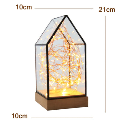 Fireworks Glass Lampshade Wooden Base 100 LEDs Night Light Birthday Christmas Gift, Spec: Dimming Switch(Firefly House) - Night Lights by PMC Jewellery | Online Shopping South Africa | PMC Jewellery