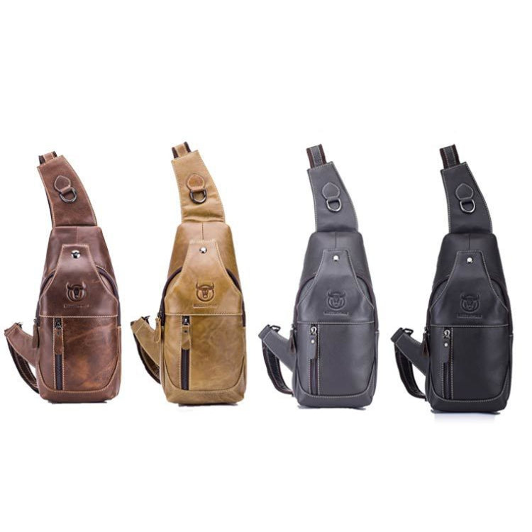 BULL CAPTAIN 019 Retro Men Leather Crossbody Shoulder Bag First-Layer Cowhide Chest Bag, Colour: Gray Brown - free shipping - PMC TechLife - Order now!