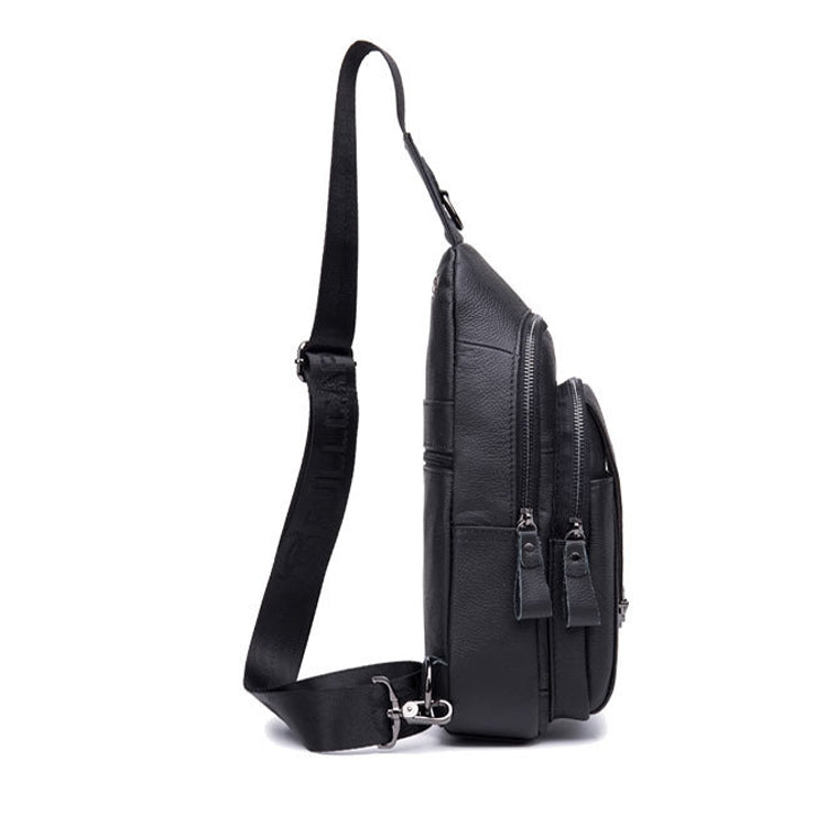 BULL CAPTAIN 110 Men Leather Shoulder Bag Cowhide Leather Multi-Function Chest Bag(Black) - Single-shoulder Bags by BULL CAPTAIN | Online Shopping South Africa | PMC TechLife | Buy Now Pay Later Mobicred