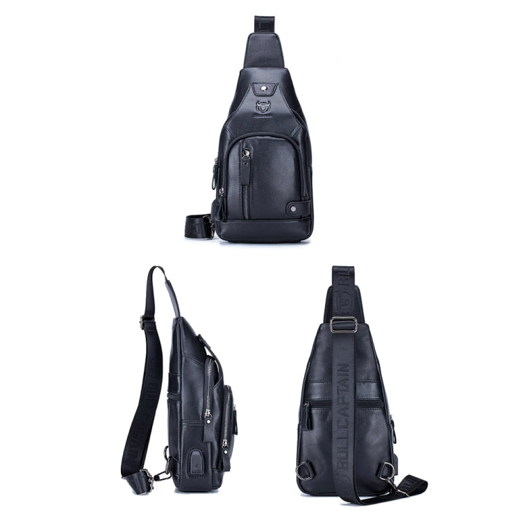 BULL CAPTAIN 129 First-Layer Cowhide Men Soft Chest Bag Outdoor Casual Messenger Bag(Black) - free shipping - PMC TechLife - Order now!