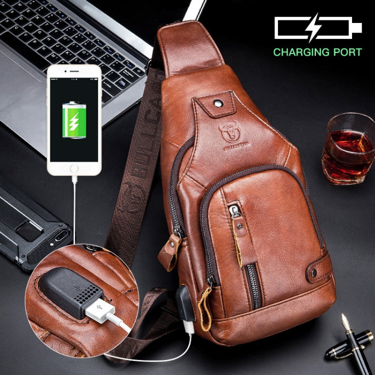 BULL CAPTAIN 129 First-Layer Cowhide Men Soft Chest Bag Outdoor Casual Messenger Bag(Black) - free shipping - PMC TechLife - Order now!