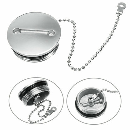 Stainless Steel Boat Deck Fill Filler Replacement Cap + Chain Boat Replacement Accessories - Boats Accessories by PMC Jewellery | Online Shopping South Africa | PMC Jewellery