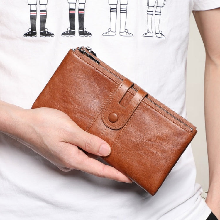 Retro Ladies RFID Wallet Leather Long Mobile Phone Bag(Purple Coffee color) - Antimagnetic RFID Package by PMC TechLife | Online Shopping South Africa | PMC TechLife | Buy Now Pay Later Mobicred