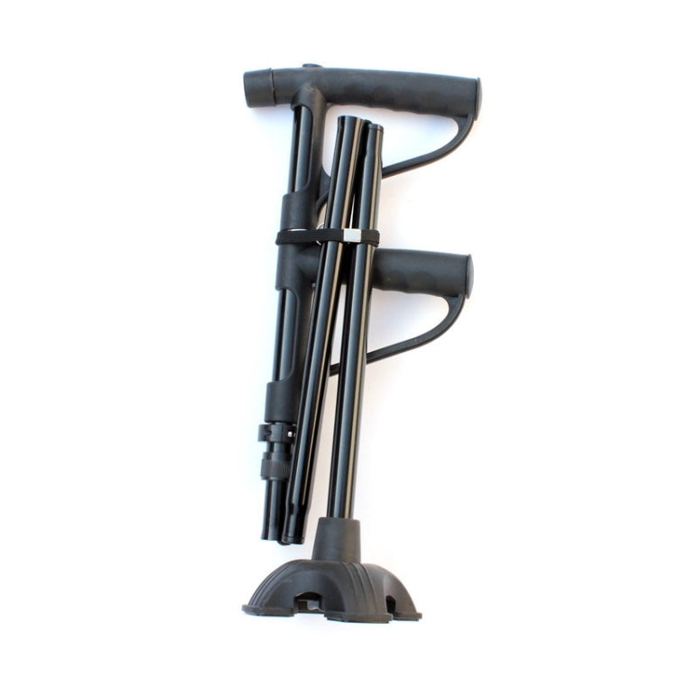 Multifunctional Folding Double-Handle Elderly Crutches Aluminum Alloy Elderly Power-Assisted Walking Sticks Four-Legged Walking Sticks With Lights, Length: 86-98cm(Black) - Folding Crutch by PMC TechLife | Online Shopping South Africa | PMC TechLife | Buy Now Pay Later Mobicred