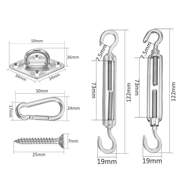 24 PCS / Set Outdoor Rectangle Shade Sail 304 Stainless Steel Accessories Outdoor Shade Flower Basket Screws Diamond Door Buckle - Tents & Accessories by PMC TechLife | Online Shopping South Africa | PMC TechLife