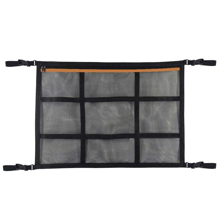 Adjustable Hanging Car Inside Roof Luggage Clothing Storage Net Bag Car Storage Network Pocket, Size: 90x65cm(Double Zipper+Webbing (Black+Orange bag)) - Stowing Tidying by PMC Jewellery | Online Shopping South Africa | PMC Jewellery