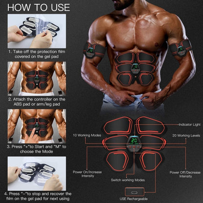 EMS Portable Abdomen Device Electric Abdominal Muscle Stickers with LCD Screen Display(Blue Line) - Fitness Equipments by PMC Jewellery | Online Shopping South Africa | PMC Jewellery