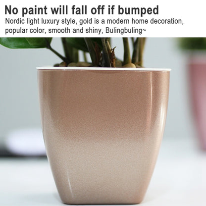 Imitation Metal Colorful Water Storage Plastic Flowerpot, Size: G109 Medium Pot(Square Rose Gold) - Flower Pots & Planters by PMC Jewellery | Online Shopping South Africa | PMC Jewellery