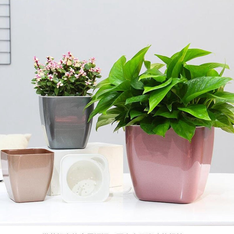 Imitation Metal Colorful Water Storage Plastic Flowerpot, Size: G109 Medium Pot(Square Rose Gold) - free shipping - PMC TechLife - Order now!