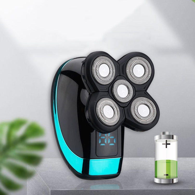 Electric Shaver Rechargeable Razor Intelligent Digital Display Bald Hair Clipper,Style: Blue + Full Set - free shipping - PMC TechLife - Order now!
