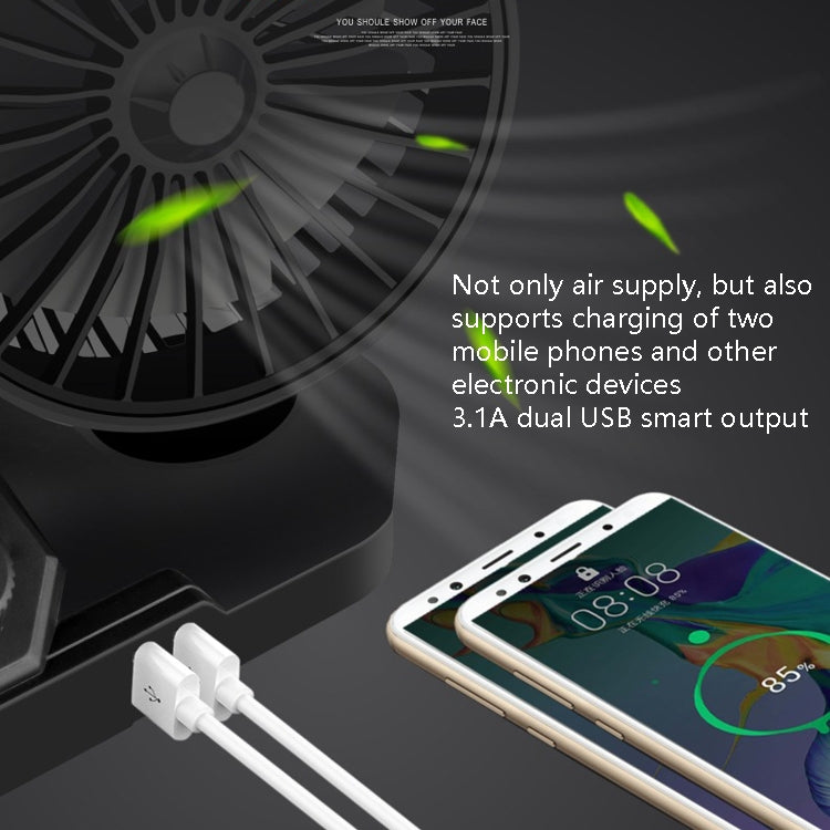 F558 With USB Mobile Phone Charging Car Fan 12/24V Car Truck Double Shaking Head Fan(Double Head 12V) - Heating & Fans by PMC TechLife | Online Shopping South Africa | PMC TechLife