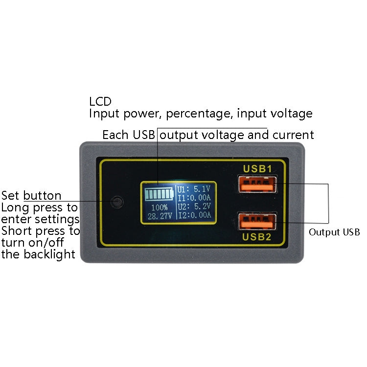 Car DC Voltage Electricity Table 12/24V Battery Lead-Acid Battery Turn 5V USB Fast Charge Display - Clocks & Car Meters by PMC TechLife | Online Shopping South Africa | PMC TechLife