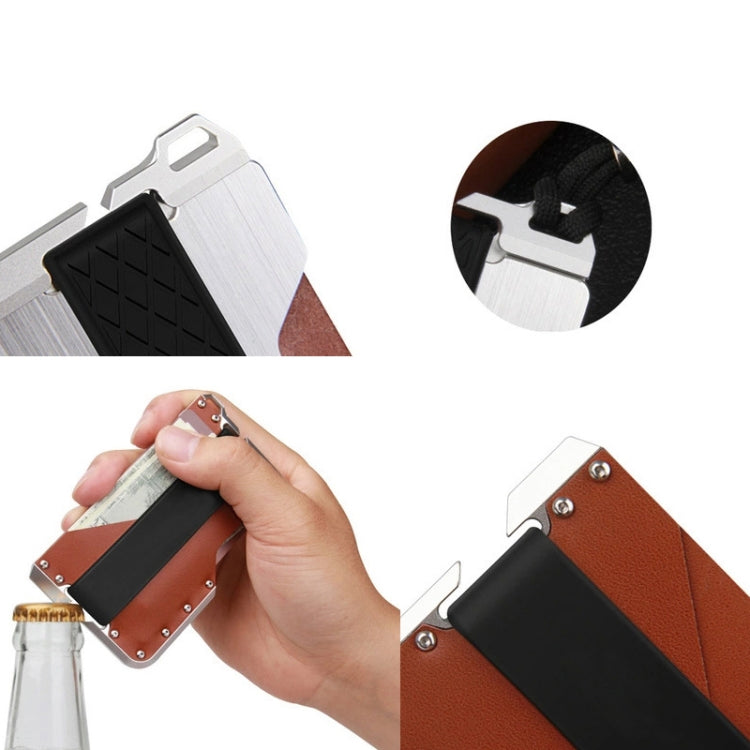 JK02 Metal Card Holder RFID Anti-Theft  Leather Wallet EDC Multifunctional Stainless Steel Aluminum Alloy Card Holder(Black+Black + Orange) - free shipping - PMC TechLife - Order now!