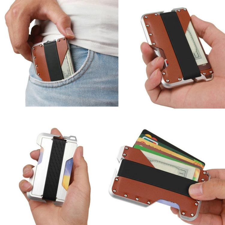 JK02 Metal Card Holder RFID Anti-Theft  Leather Wallet EDC Multifunctional Stainless Steel Aluminum Alloy Card Holder(Gray + Khaki  + Orange) - free shipping - PMC TechLife - Order now!