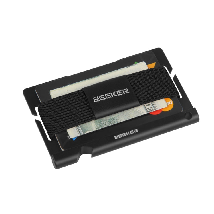 ZEEKER JK03  Aluminum Alloy Card Holder Multi-Function Elastic Band Women And Men Wallet Metal Business Card Holder(Black) - Card & Passport Bags by ZEEKER | Online Shopping South Africa | PMC TechLife