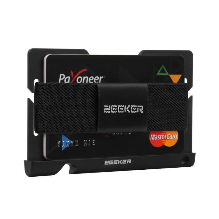 ZEEKER JK03  Aluminum Alloy Card Holder Multi-Function Elastic Band Women And Men Wallet Metal Business Card Holder(Black) - Card & Passport Bags by ZEEKER | Online Shopping South Africa | PMC TechLife