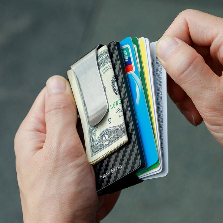 New-Bring Metal Carbon Fiber Wallet Ultra-Thin Card Holder Male RFID Anti-Theft Simple Wallet Bank Credit Card Storage Device(Black) - Card & Passport Bags by New-Bring | Online Shopping South Africa | PMC TechLife | Buy Now Pay Later Mobicred