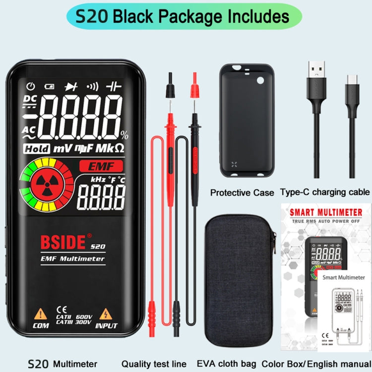 BSIDE S20 Intelligent Large Screen Electromagnetic Radiation Multimeter Tester - Digital Multimeter by BSIDE | Online Shopping South Africa | PMC TechLife | Buy Now Pay Later Mobicred