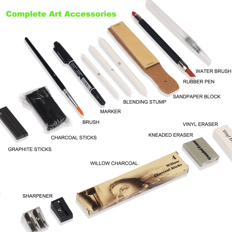 KALOLR YW-PC083  83 in 1 Portable Sketch Tool Water-Soluble Color Lead Metal Color Lead Combination Sketch Drawing Set(Black) - free shipping - PMC TechLife - Order now!
