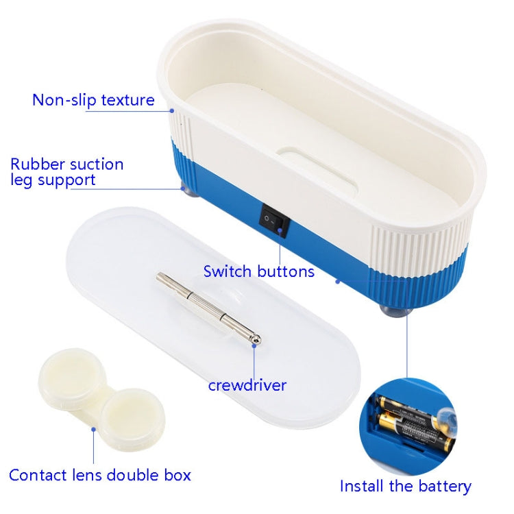 3 in 1 Glasses Cleaning Machine Small Contact Lens Glasses Jewelry Watch Cleaner(Blue) - free shipping - PMC TechLife - Order now!