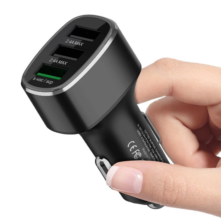 Three USB Ports Car Fast Charging Charger For Huawei/For OPPO/VIVO/OnePlus And Other Flash Charging, Model: GT680 Gray - Car Charger by PMC TechLife | Online Shopping South Africa | PMC TechLife