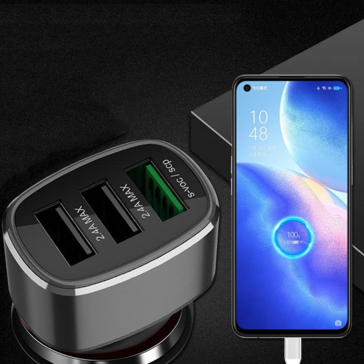 Three USB Ports Car Fast Charging Charger For Huawei/For OPPO/VIVO/OnePlus And Other Flash Charging, Model: GT780 Black - Car Charger by PMC TechLife | Online Shopping South Africa | PMC TechLife