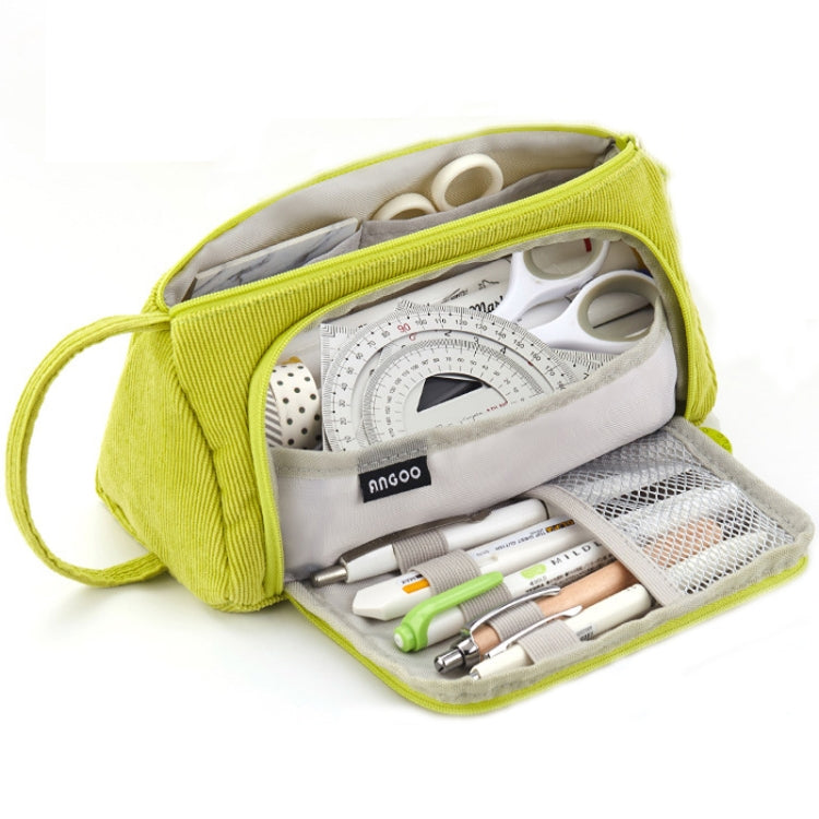 Angoo Student Large-Capacity Stationery Bag Portable Gift Cosmetic Bag(Grass Green  Corduroy) - Pen Holder by Angoo | Online Shopping South Africa | PMC TechLife | Buy Now Pay Later Mobicred